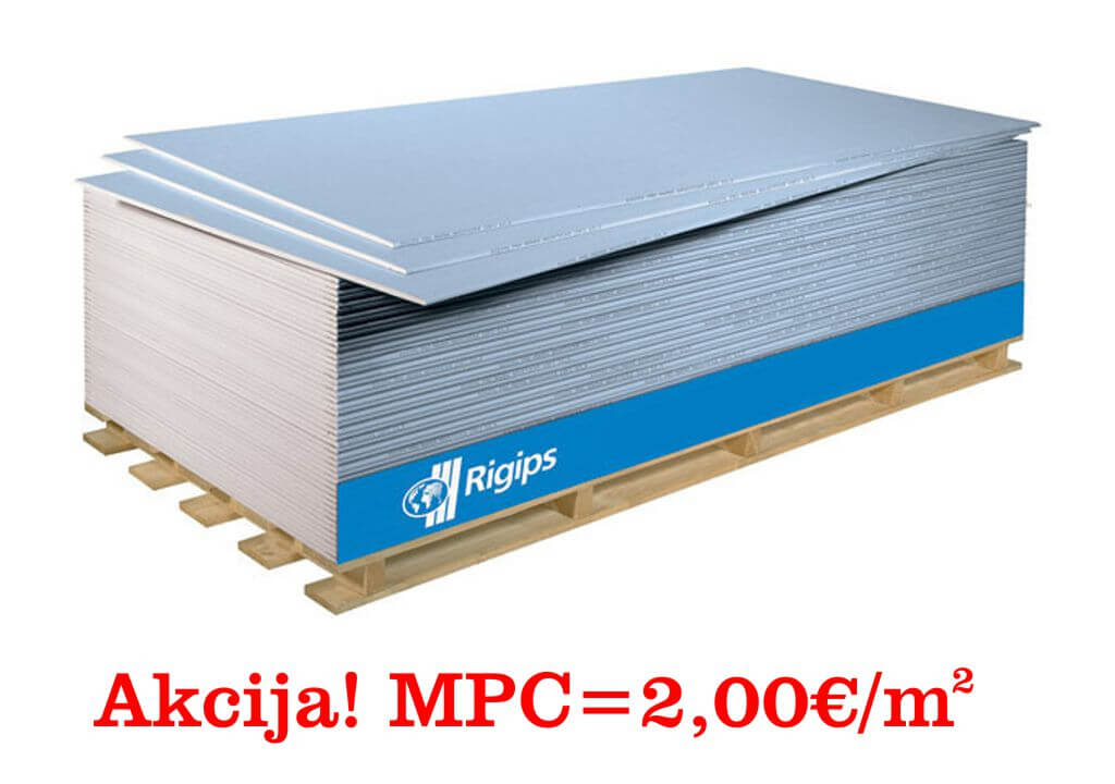 Akcija! RIGIPS ploče standard RB 2,00€/m2 