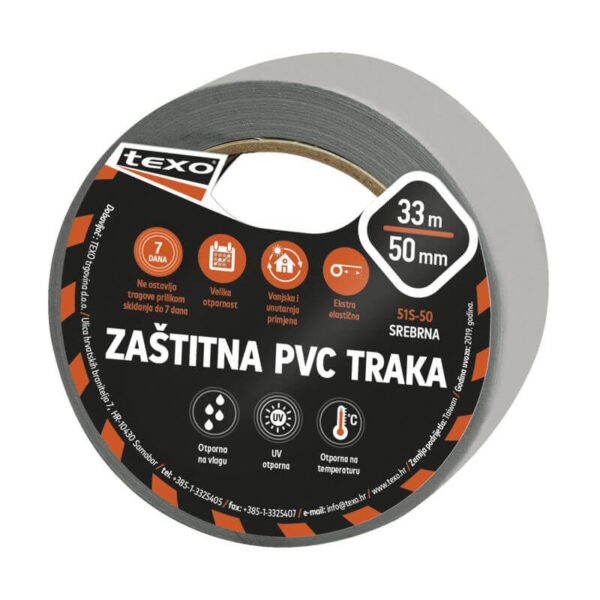 Zaštitna PVC traka 50mmx33m srebrna